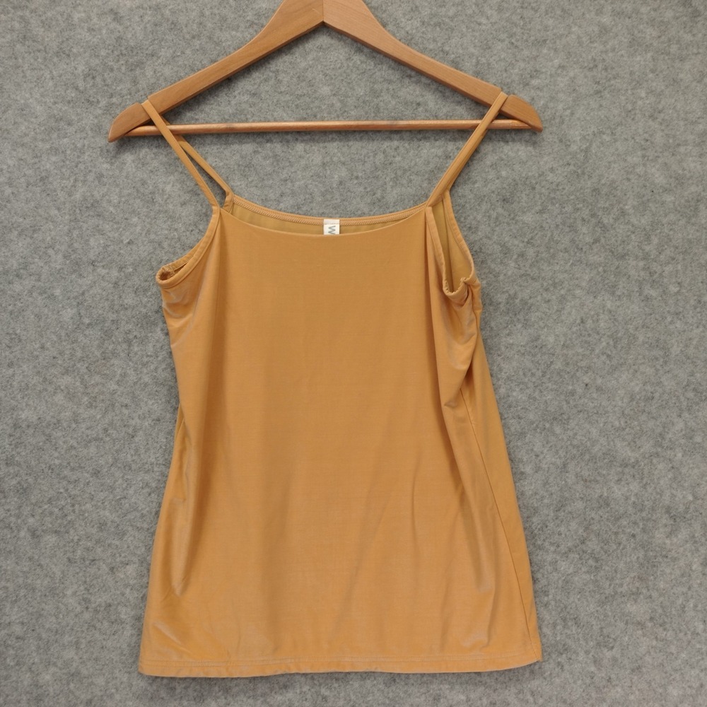 90s Minimalist Cami Tank Top Womens M Camel Tan Slim Stretch Camisole WOLFF 40